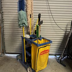 Janitorial Cart & Cleaning Supplies [Commercial Mops, Dusters, Wet Floor Signs, Brooms, Handles]