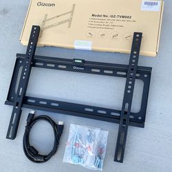 (NEW) $10 Low-profile Fixed 26-55” TV Wall Mount Bracket, Max 110 lbs with 5ft HDMI Cable 