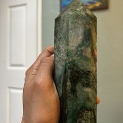 Heavy Green Mica Crystal Tower 1 Pound 9 Ounces 