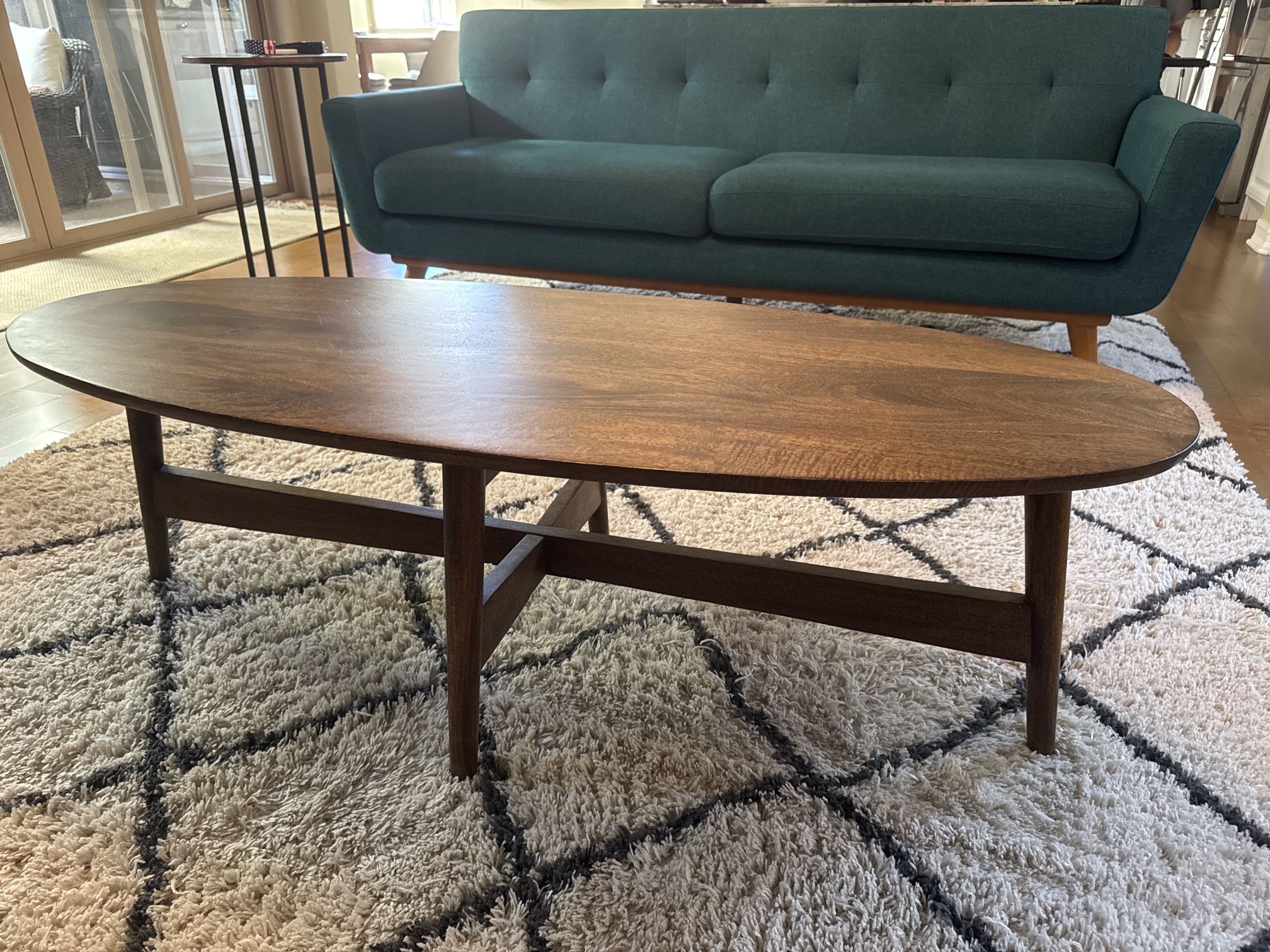 Oval Wood Coffee Table Walnut Finish