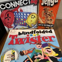 Classic Board Game Lot - Jenga, Connect 4, & Blindfolded Twister