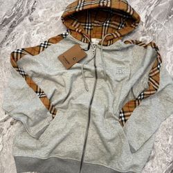 Burberry Black / Grey Zip Up Hoodie 