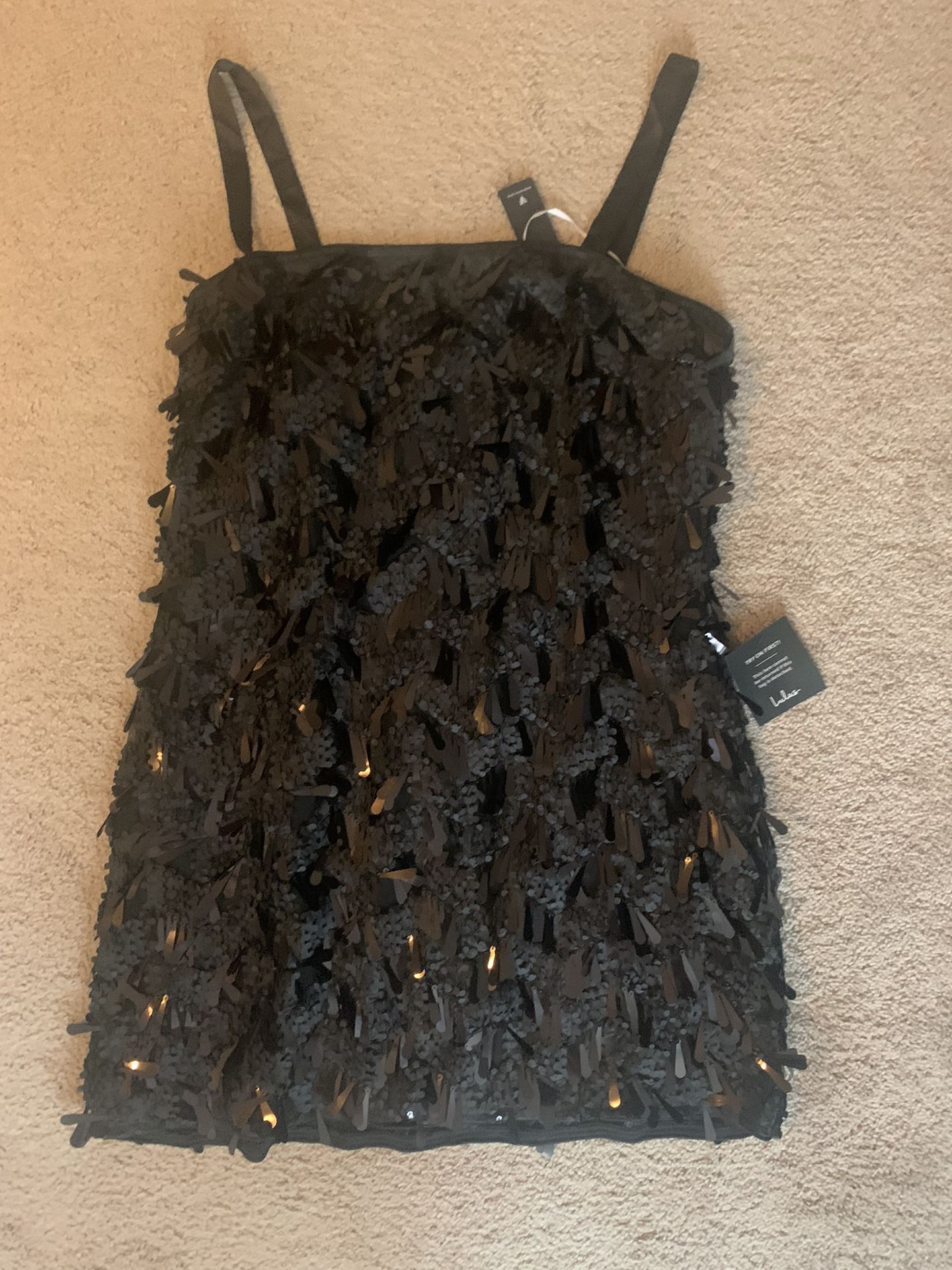 Black Lulus Sequin Fringe Dress