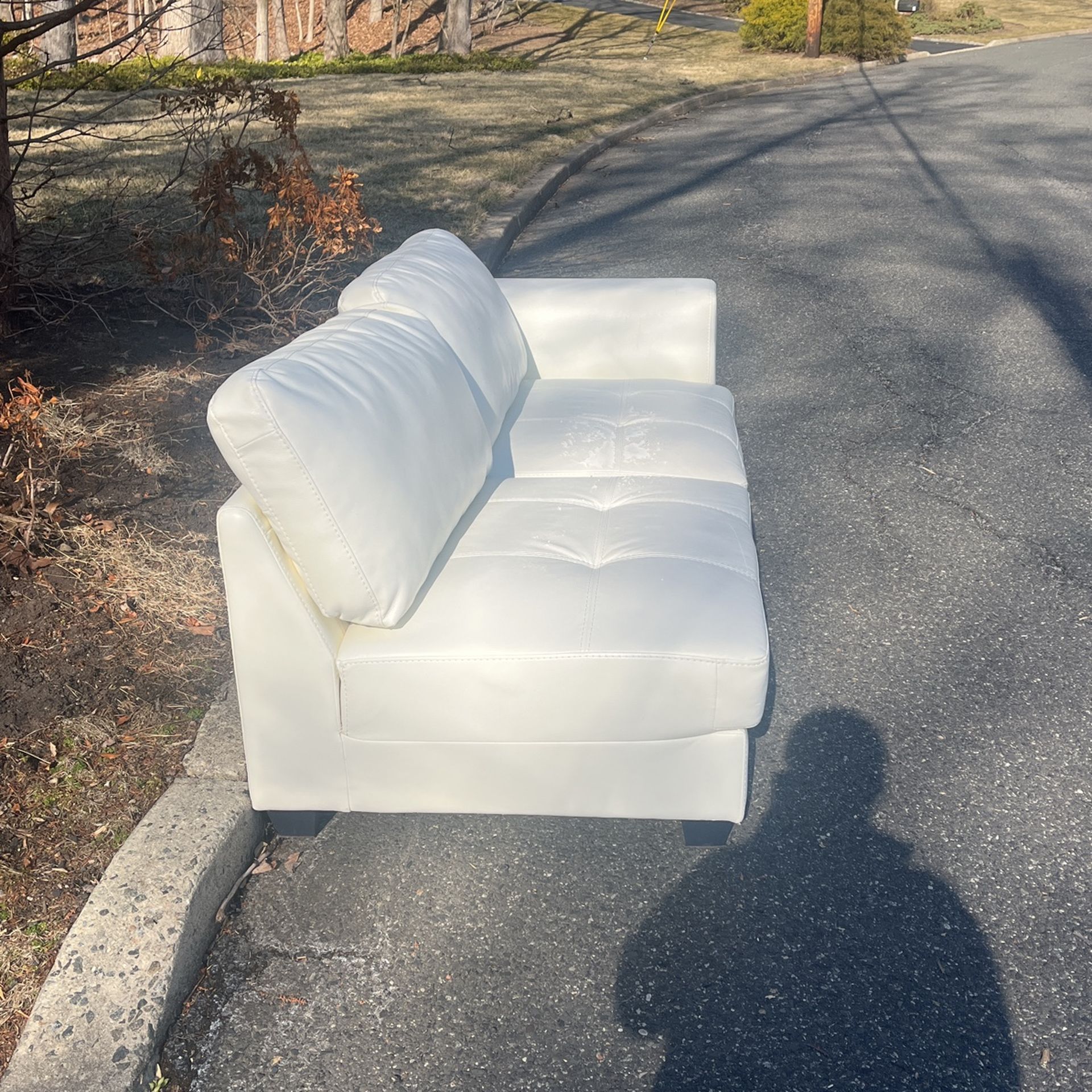 White Faux Leather Couch