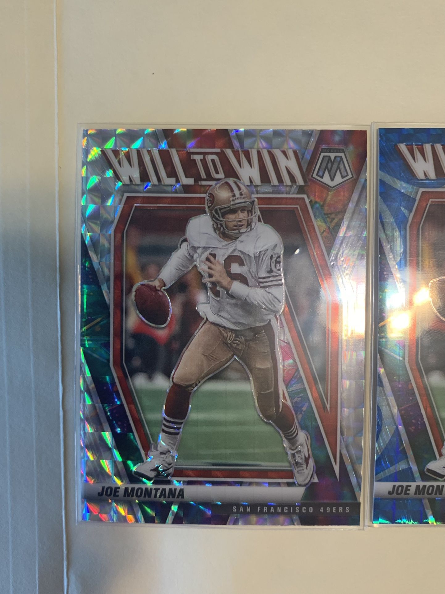 2021 Panini Mosaic Will to Win Joe Montana Silver Holo, Blue Lot of 3