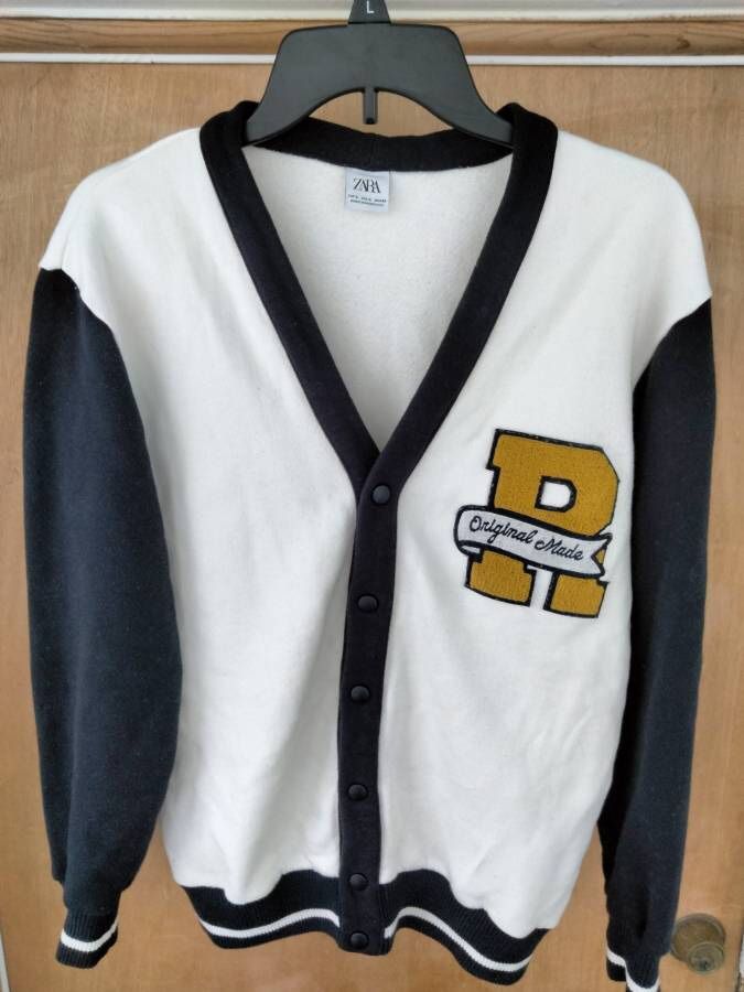 Zara Mens Original Made Sweatshirt Varsity Snap Cardigan