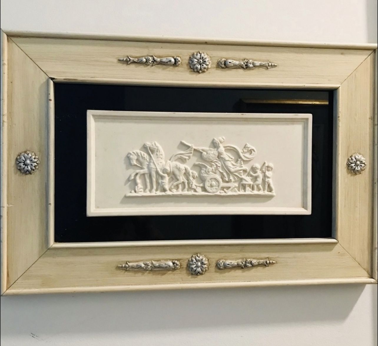 Vtg Mythological Panel on Glass Framed Midcentury Wall Art from Daniel Jones inc