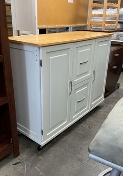 Drop Leaf Kitchen Cart Island Cabinet on Wheels
