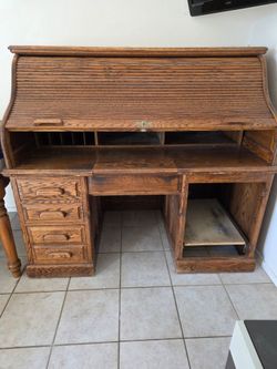 Solid Oak Roll Top Desk
