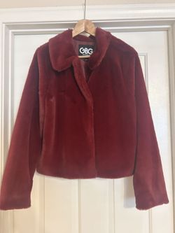 Burgundy Faux Fur Coat 
