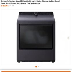 LG 7.3 cu. ft. Vented SMART Electric Dryer in Matte Black with EasyLoad Door, TurboSteam and Sensor Dry Technology