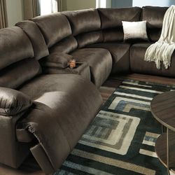 6 Piece Microfiber Recliner Sectional Mark Down - Brand New