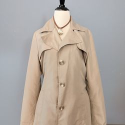 KappAhl Beige Short Trench Coat Belted Jacket Size Medium Classic Minimalist