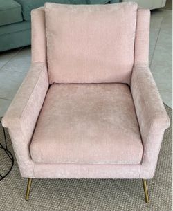 Blush Pink Velvet Accent Arm Chair with Gold Legs