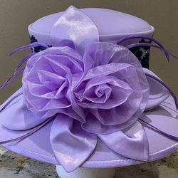 HAT – BMJ STUDIO FLORAL AND SEQUINS LIGHT PURPLE & DARK PURPLE EASTER CHURCH HAT