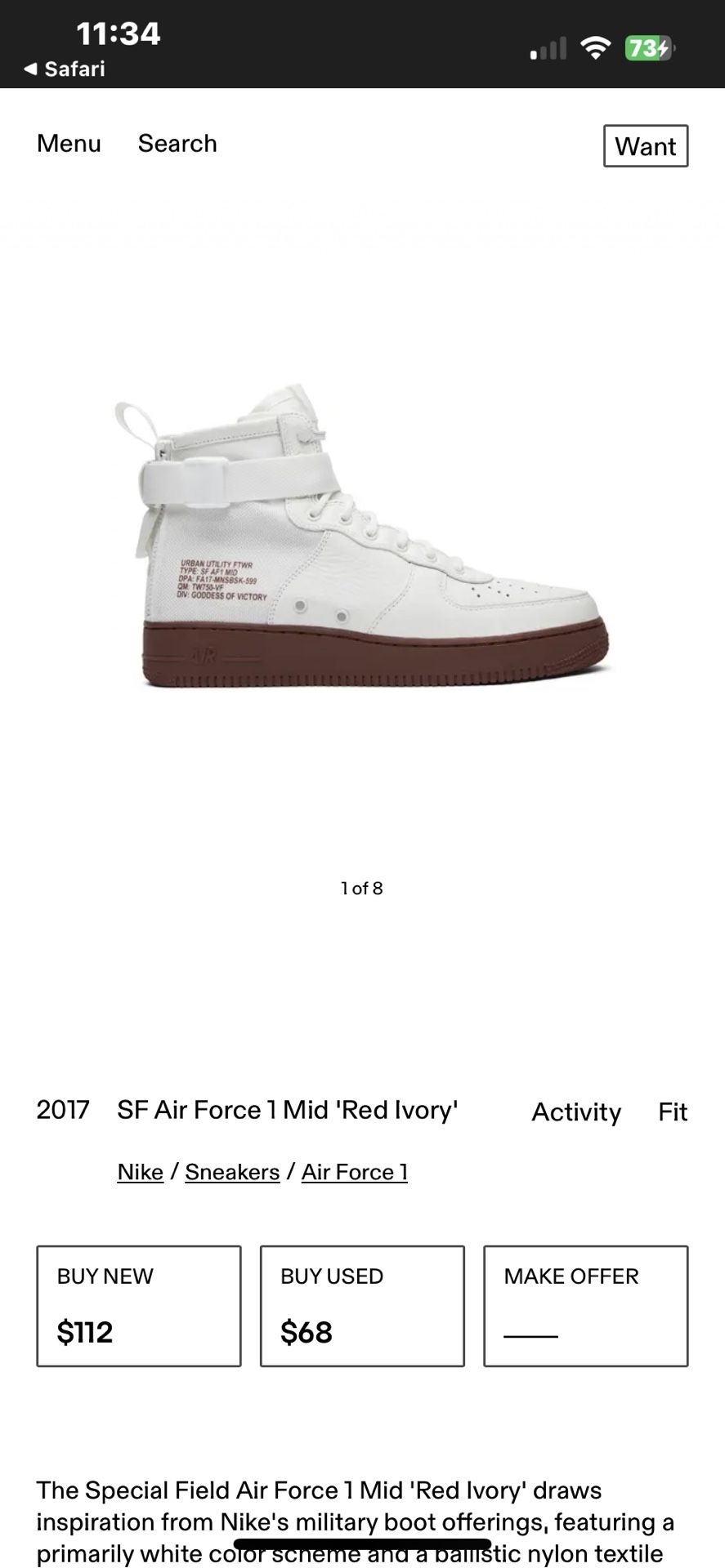 Nike Air Force 1 SF “red Ivory” Mid Top display picture 2