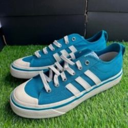 Adidas Nizza RF Originals Blue White Sneakers Retro HQ8566 Mens Size 11, Women’s size 12 
