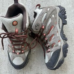 Merrell Moab Mid Wtpf Womens Size 10 Grey Brown Hiking Shoes Boots Waterproof