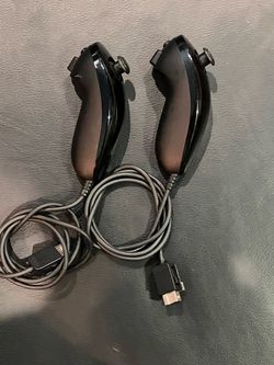 2x Official Nintendo Wii Nunchuk Controllers - Black - OEM - Clean & Tested
