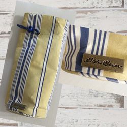 Eddie Bauer Yellow Blue White Striped Insulated Outdoor Picnic Wine Cooler Bag
