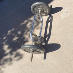 One Inch Tri Bar With Two 25lbs Metal Plates 