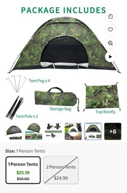 🏕️Brand New Green Camo Tent – Complete Set🏕️