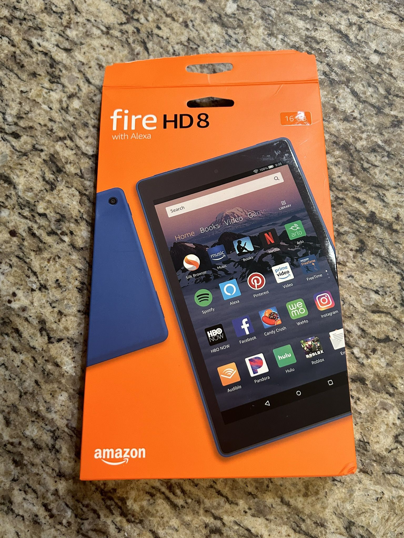 New in box blue Fire HD 8 Tablet 