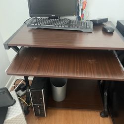 Small workplace desktop with office chair

