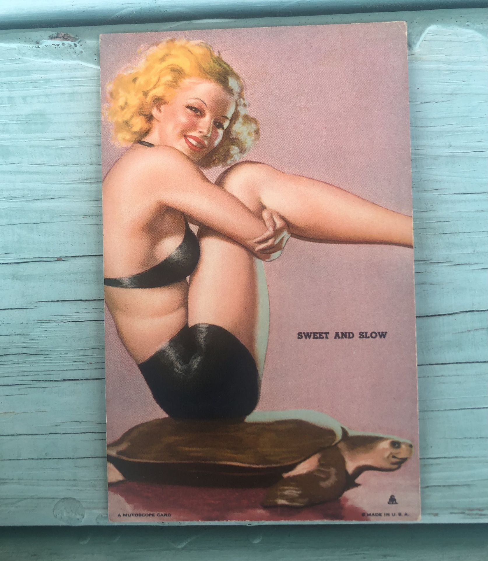 Rare Vintage/Antique Risqué Pin Up Girl 1940s Card/Postcard GC 3.5 x 5.5