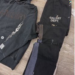 Gallery Dept Sweatsuit Hoodie Black Flare Pants Sweatpants XS S M L XL