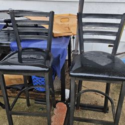 3 Tall Metal Bar Chairs 