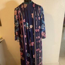 Vintage Rare 1960 Fifth Avenue robes Floral Wrap Kaftan Size S Fits S/M