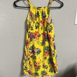 H&M Girls Yellow Floral Dress Size 12/14 