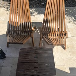 Costco Wooden Foldable Backyard Chair Set(2 Chairs And One Table)