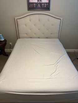 Queen-Size Upholstered Bed With Memorial Mattress