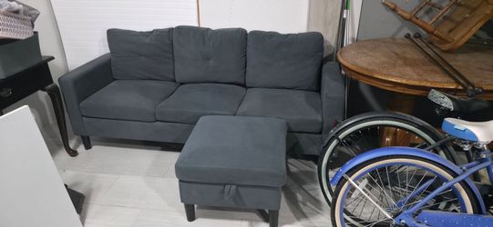 Gray green Sofa with Ottoman