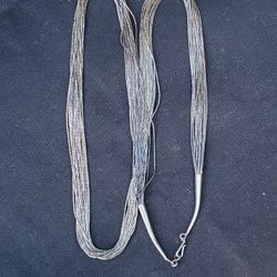 Vintage Navajo Liquid Sterling Silver 20 Strand Necklace 