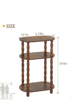 3-Tier Wood Side Table with Bobbin Legs