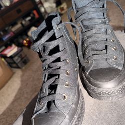 BLACKED OUT CONVERSE HI TOP Women’s 8