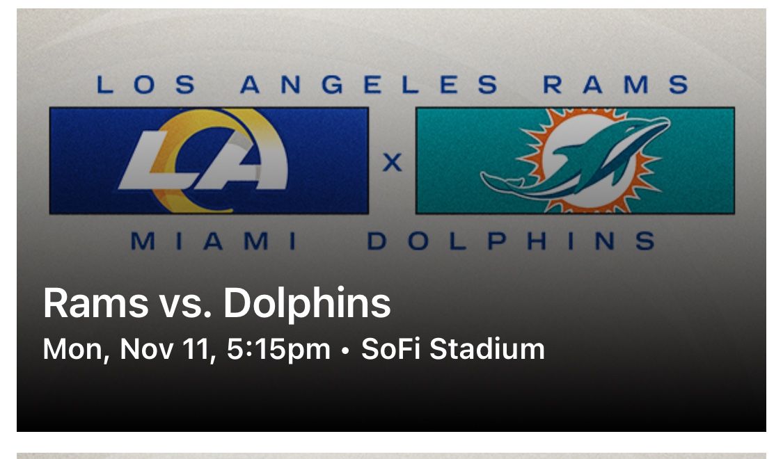 Rams vs Miami Dolphins - 11/11 Monday Night Game