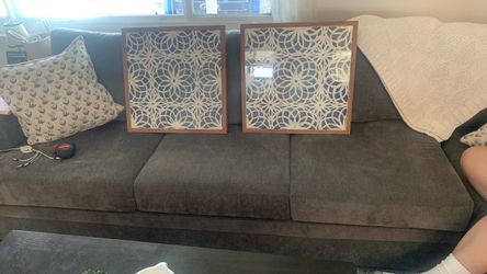 Set of 2 Framed Geometric Wall Art Panels. 24”x24”