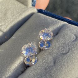 Solid 14k White Gold Diamond Studs