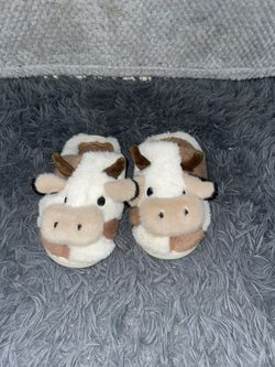 plush cow slippers