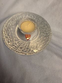 Orrefors Crystal Clear Discus Votive Tealight Candle Holder Sweden
