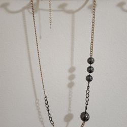 36" Mixed Metal Long Chain Necklace - Gold & Gunmetal