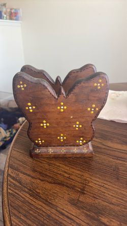 Butterfly wooden napkin holder