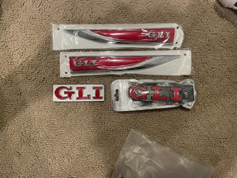 ALL MK7 Jetta GLI Genuine VW OEM Badges - Both Driver and Passenger Fender Flare Badge, Rear Badge, and Front Grill Badge