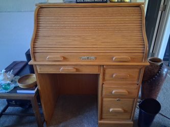 Vintage Roll Top Oak Desk