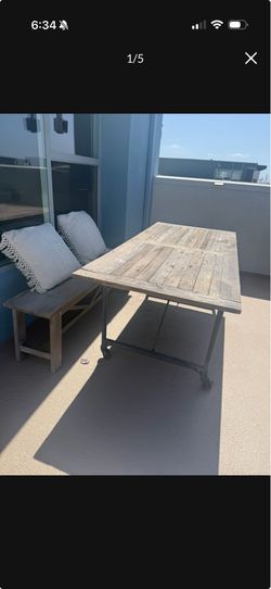 Rustic Farmhouse Patio Dining Set – Table & Bench