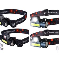 4 PCs Headlamp Rechargeable, Super Bright LED Head Lamp, Waterproof Outdoors Headlamp Flashlight, Adjustable headlamps for Adults and Kids,Cycling,Run